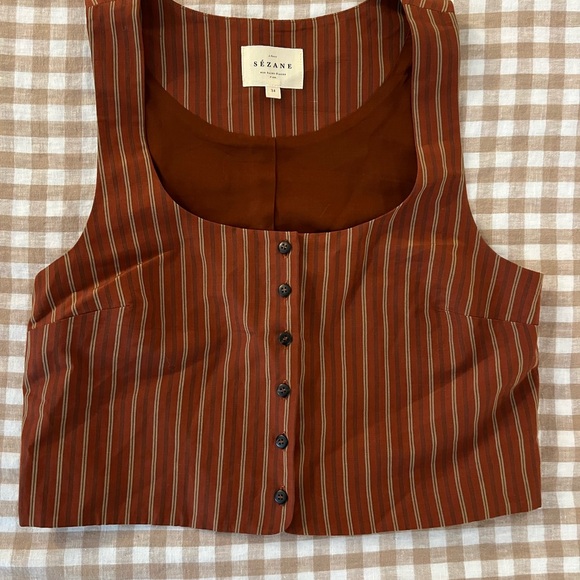 Sezane Sadio Blouse in Earth Stripes - Picture 1 of 7